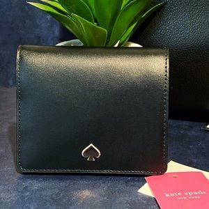 Kate Spade Nadine Black & Pink Bifold Leather Wallet